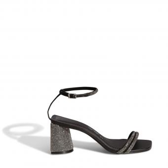 SANDALIA 05E5.2AD2 PRETA COM STRASS PRETO SALTO STRASS SANTA LOLLA