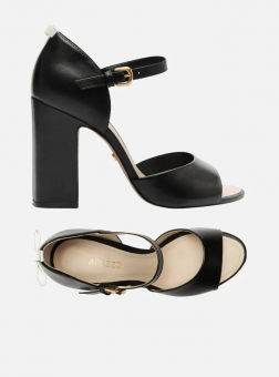 SANDALIA A132620001 SALTO ALTO QUAD COURO LISTRA BRANCA FEM AREZZO