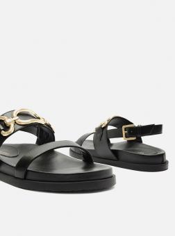 SANDALIA A120160134 COURO FLATFORM C/FIVELA FEM AREZZO