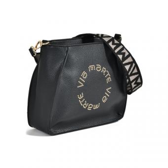 BOLSA B2-514 MEDIA COURO ESCRITO REDONDO FEM VIA MARTE