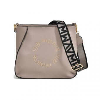 BOLSA B2-514 MEDIA COURO ESCRITO REDONDO FEM VIA MARTE