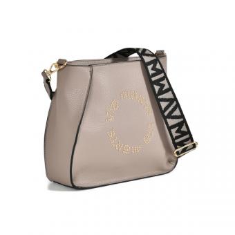 BOLSA B2-514 MEDIA COURO ESCRITO REDONDO FEM VIA MARTE