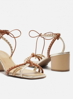 SANDALIA A119010054 SALTO BLOCO TIRAS AMARRAÇÃO FEM AREZZO