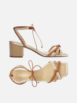 SANDALIA A119010054 SALTO BLOCO TIRAS AMARRAÇÃO FEM AREZZO