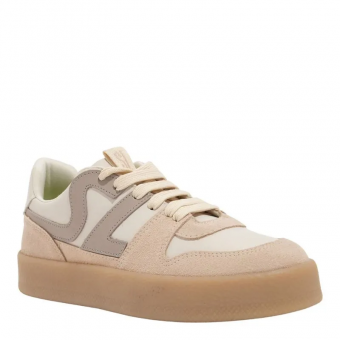 TENIS 0895.4EAF COURO E CAMURÇA NUDE SANTA LOLLA