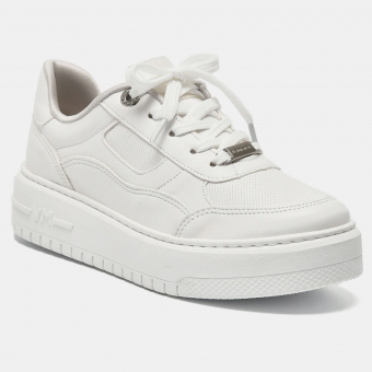 TENIS 239-002 COURO BRANCO STRASS NO ILHOS FEM VIA MARTE