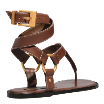 RASTEIRA 076B.551A MARROM E TAXAS COURO SANTA LOLLA