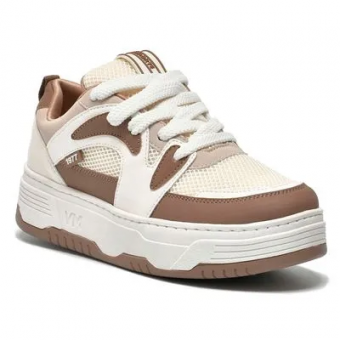 TÊNIS 225-006 COURO NUDE E OFF WHITE CADARÇO VIA MARTE