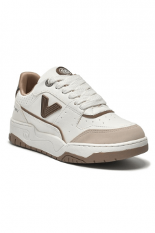 TÊNIS 276-006 COURO NUDE E OFF WHITE CADARÇO E BRILHO VIA MARTE