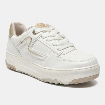 TÊNIS 305-003-05 BRANCO COURO COM DOURADO STRASS VIA MARTE